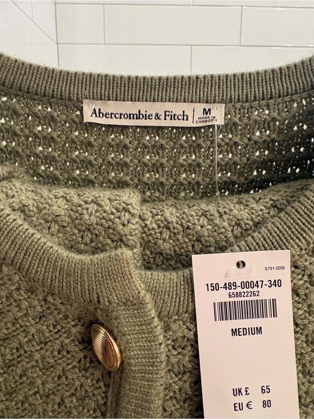 Abercrombie Textural Crew Sweater Jacket  - M - Picture 3 of 5